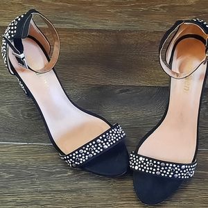 Madden NYC bedazzled black heels